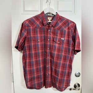 2/$30 Lucky Brand Red Plaid Snap Button Shirt Men’s XXL Western Pearl Snap